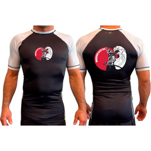 Warrior Elite BJJ All Black Ranked Short Sleeve Rash Guards #8189 A
