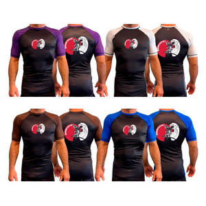 Warrior Elite BJJ All Black Ranked Short Sleeve Rash Guards #8189 A