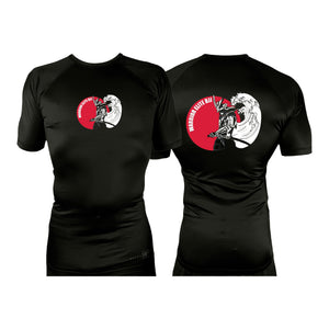 Warrior Elite BJJ All Black Rash Guards Short Sleeves #8189 A