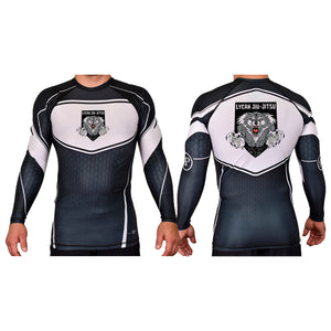 Lycan Jiu Jitsu Academy Rash Guards Black/White #8190 A