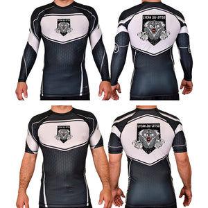Lycan Jiu Jitsu Academy Rash Guards Black/White #8190 A
