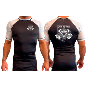 Lycan Jiu Jitsu All Black Ranked Short Sleeve Rash Guards #8190 A