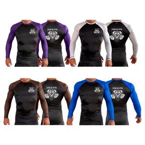 Lycan Jiu Jitsu All Black Ranked Long Sleeve Rash Guards #8190 A