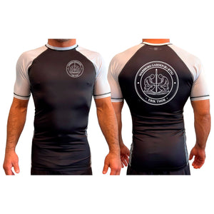 Warriors Garden JJ All Black Ranked Short Sleeve Rash Guards #8192 A