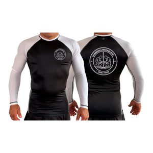 Warriors Garden JJ All Black Ranked Long Sleeve Rash Guards #8192 A