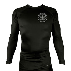 Warriors Garden JJ All Black Rash Guards Long Sleeves #8192 A