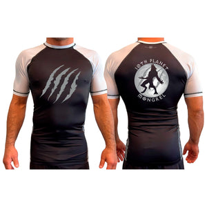 Mongrel MA All Black Ranked Short Sleeve Rash Guards #8194 G (10th Planet)