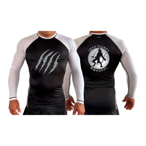 Mongrel MA All Black Ranked Long Sleeve Rash Guards #8194 G (10th Planet)