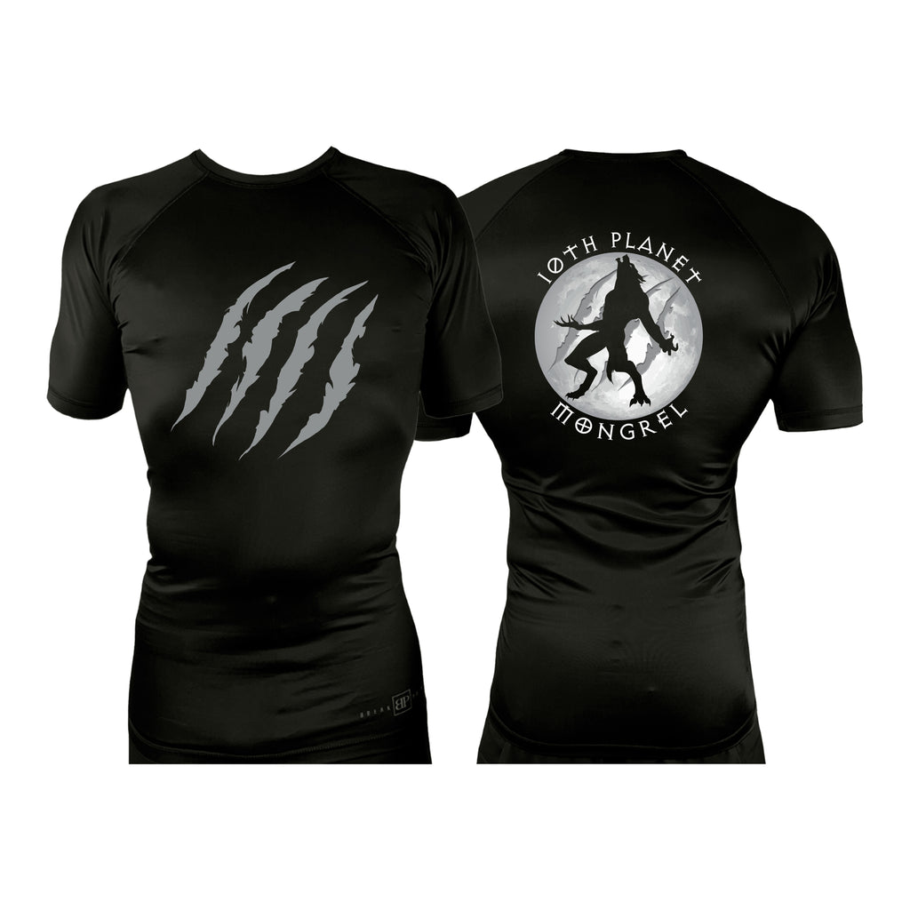Mongrel MA All Black Rash Guards Short Sleeves #8194 G (10th Planet)