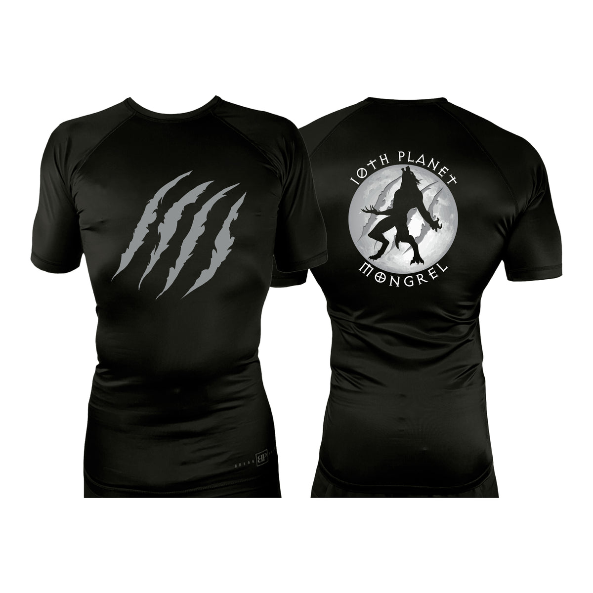 Mongrel MA All Black Rash Guards Short Sleeves #8194 G (10th Planet)