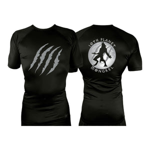 Mongrel MA All Black Rash Guards Short Sleeves #8194 G (10th Planet)