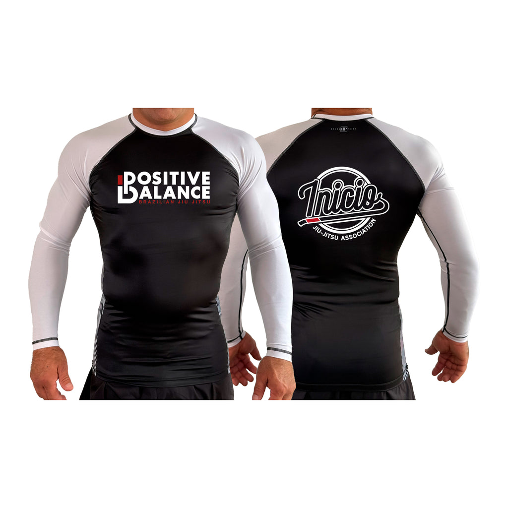Positive Balance Jiu Jitsu All Black Ranked Long Sleeve Rash Guards #8195 A