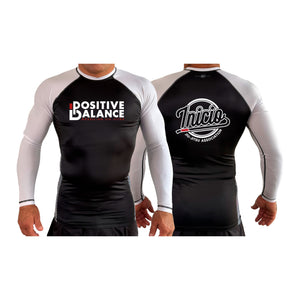 Positive Balance Jiu Jitsu All Black Ranked Long Sleeve Rash Guards #8195 A