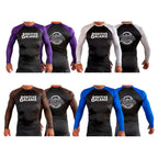 Positive Balance Jiu Jitsu All Black Ranked Long Sleeve Rash Guards #8195 A
