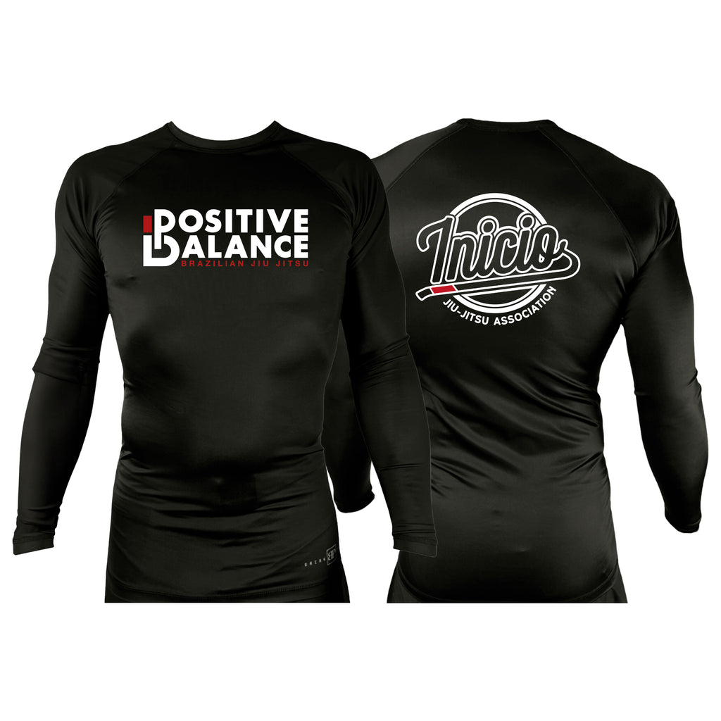 Positive Balance Jiu Jitsu All Black Rash Guards Long Sleeves #8195 A