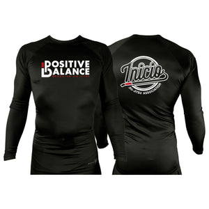 Positive Balance Jiu Jitsu All Black Rash Guards Long Sleeves #8195 A