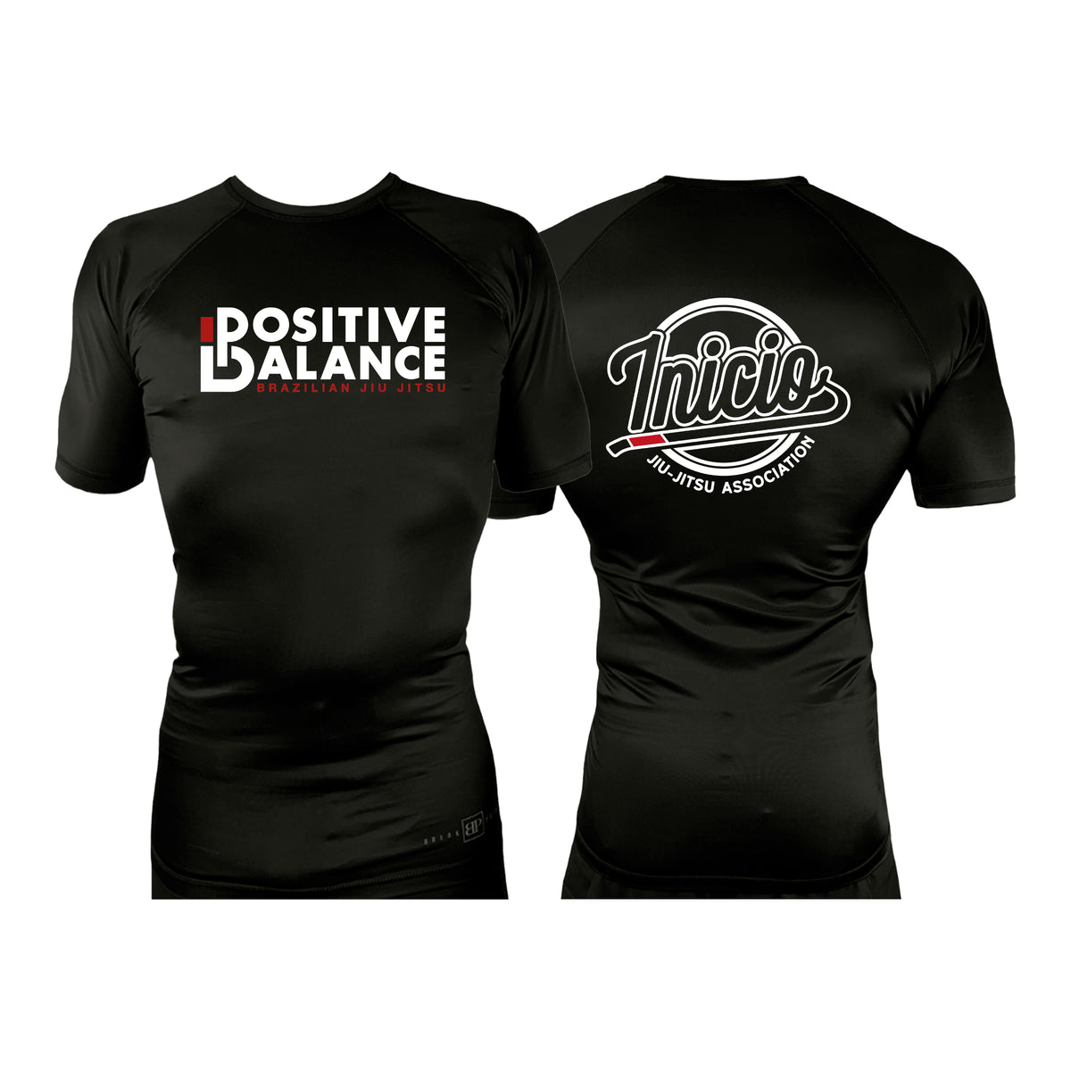 Positive Balance Jiu Jitsu All Black Rash Guards Short Sleeves #8195 A
