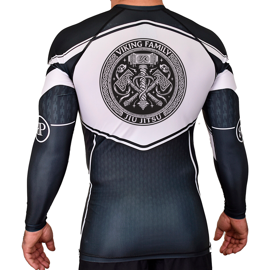 Viking Family BJJ Academy Rash Guards Black/White #8196 A