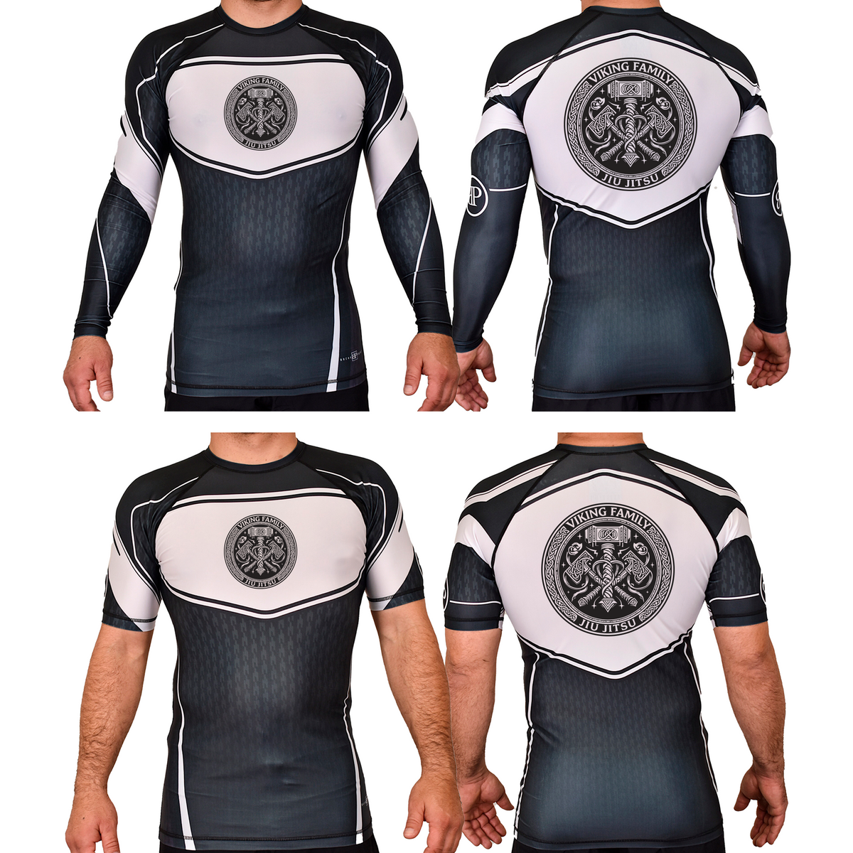 Viking Family BJJ Academy Rash Guards Black/White #8196 A