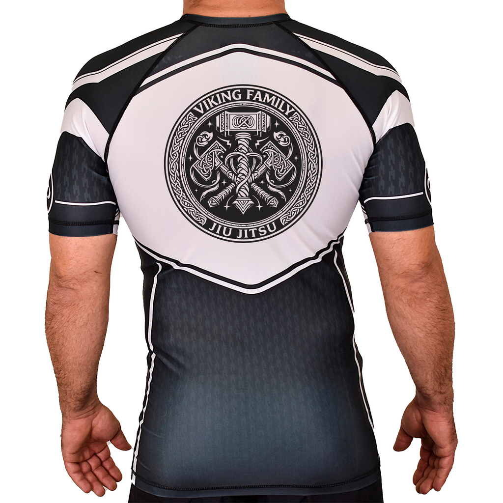 Viking Family BJJ Academy Rash Guards Black/White #8196 A