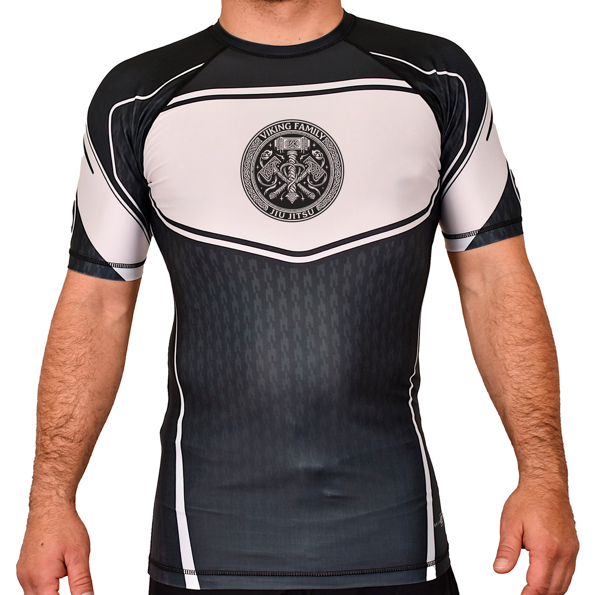 Viking Family BJJ Academy Rash Guards Black/White #8196 A