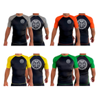 Viking Family BJJ All Black Ranked Short Sleeve Rash Guards #8196 A