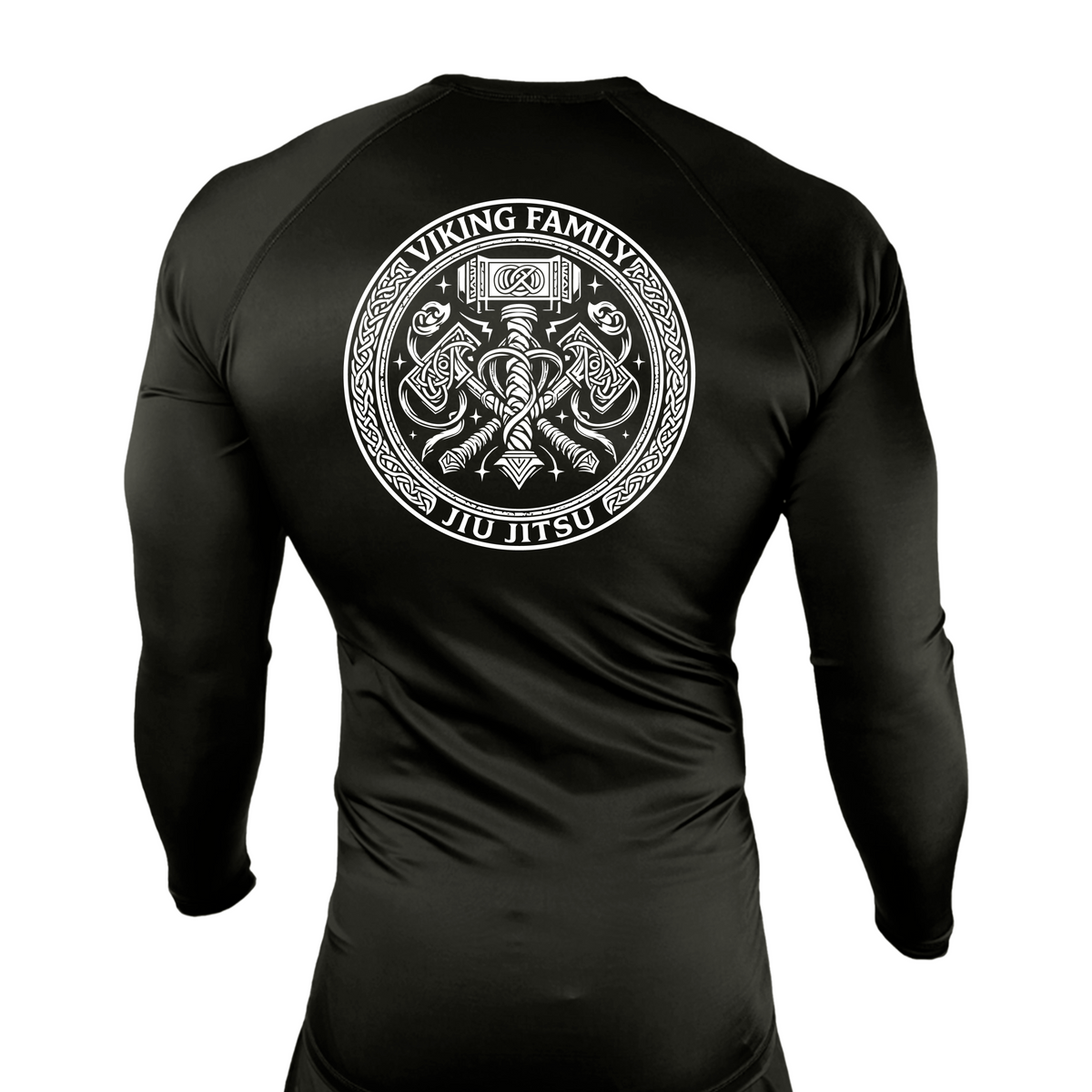 Viking Family BJJ All Black Rash Guards Long Sleeves #8196 A