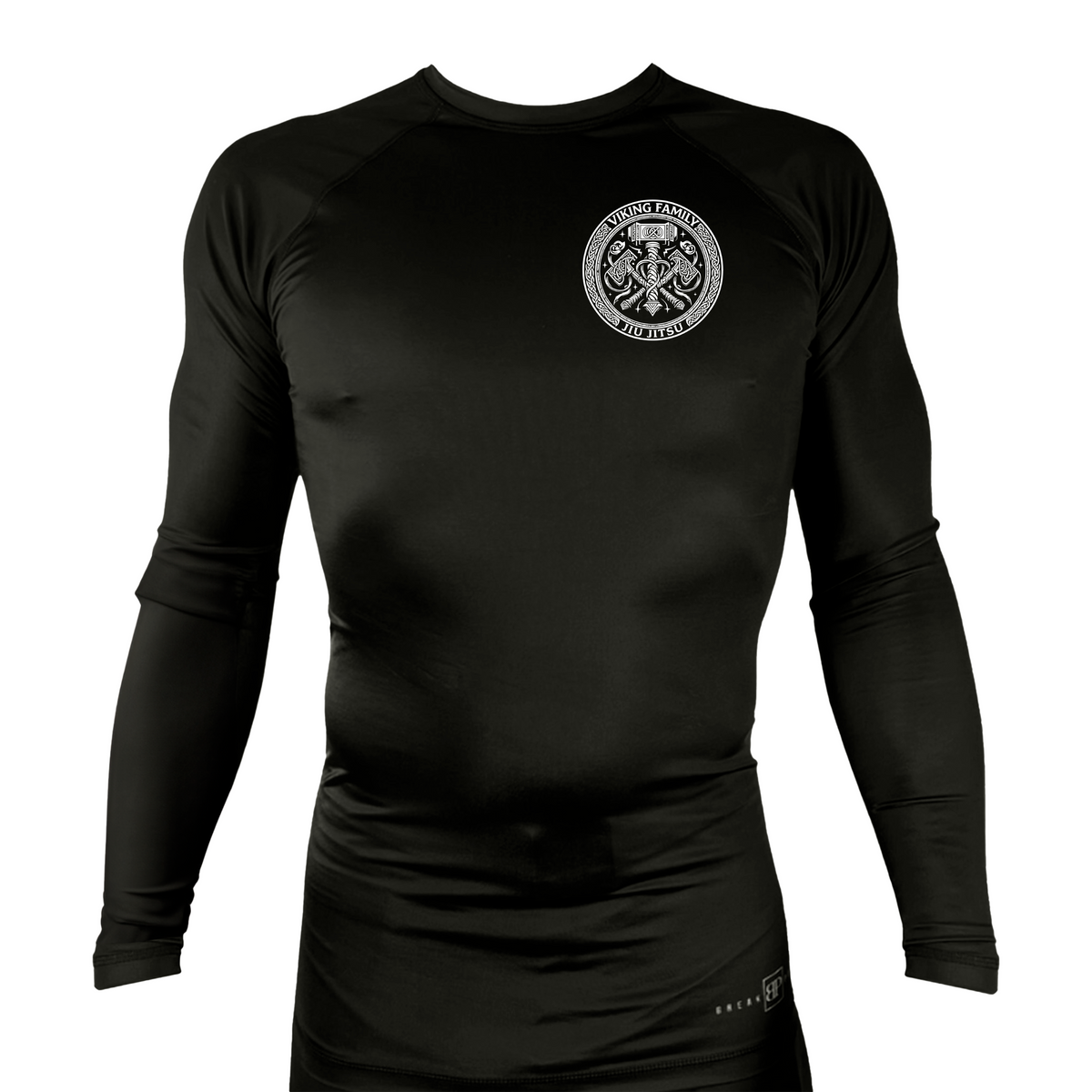 Viking Family BJJ All Black Rash Guards Long Sleeves #8196 A
