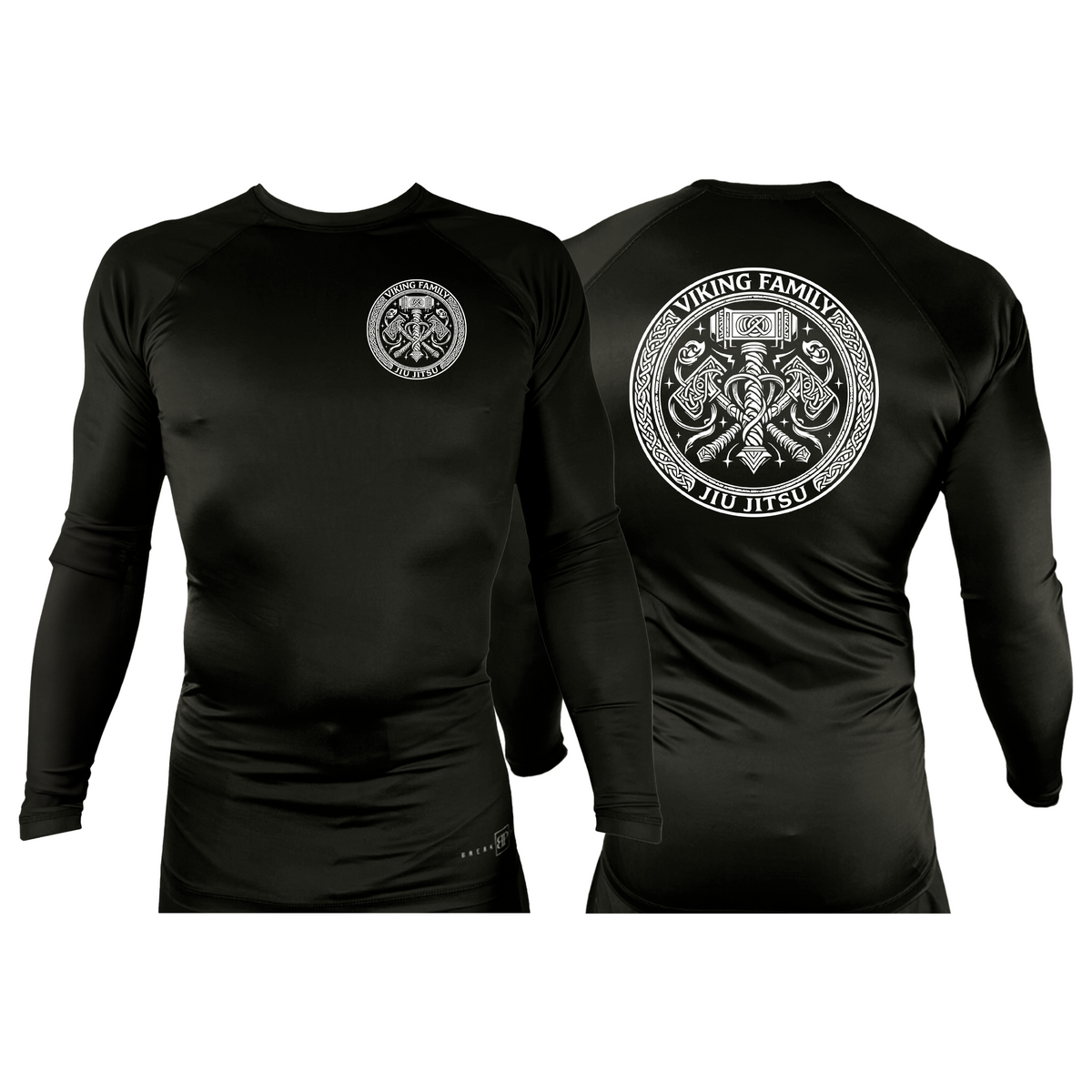 Viking Family BJJ All Black Rash Guards Long Sleeves #8196 A