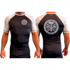 Viking Family BJJ All Black Ranked Short Sleeve Rash Guards #8196 A