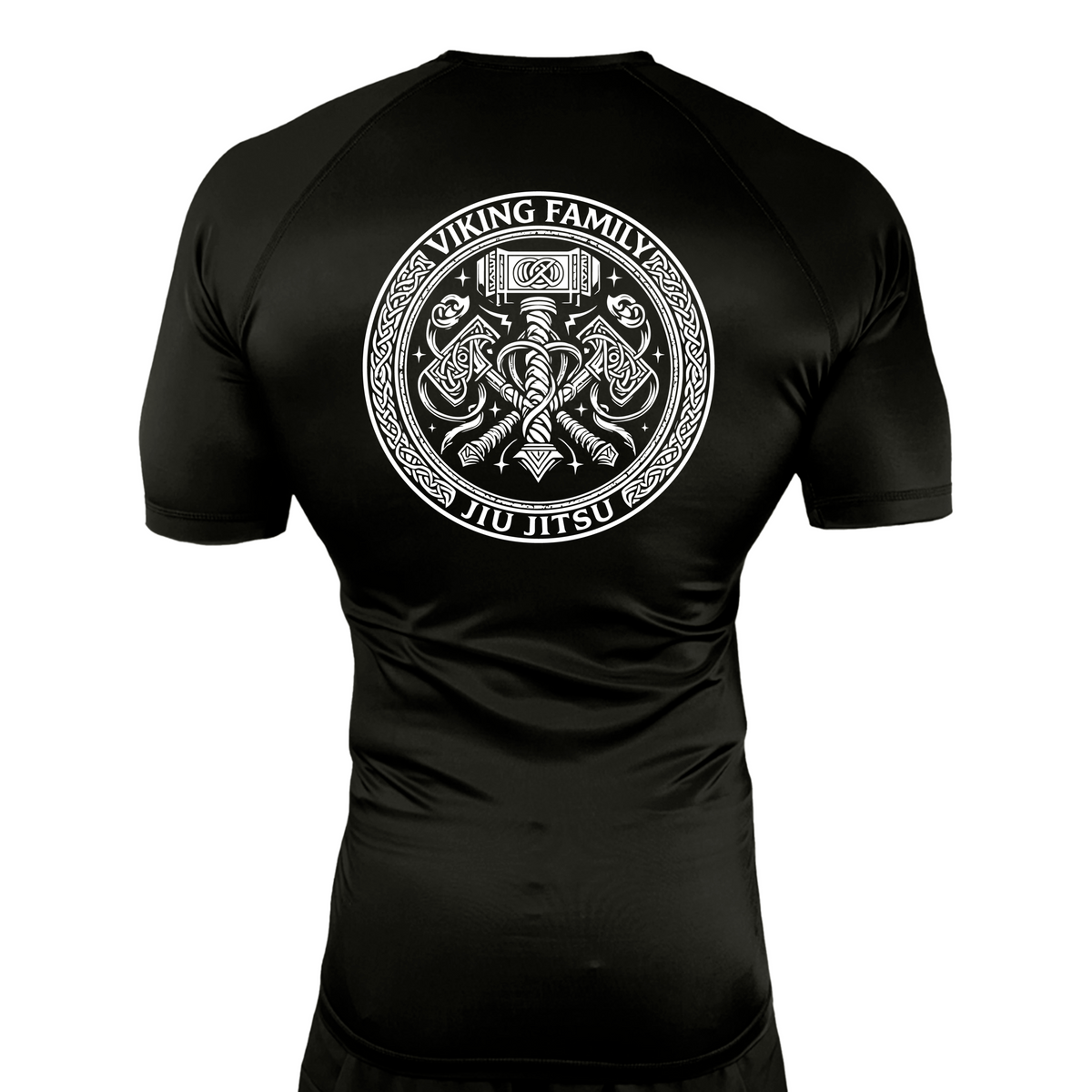 Viking Family BJJ All Black Rash Guards Short Sleeves #8196 A