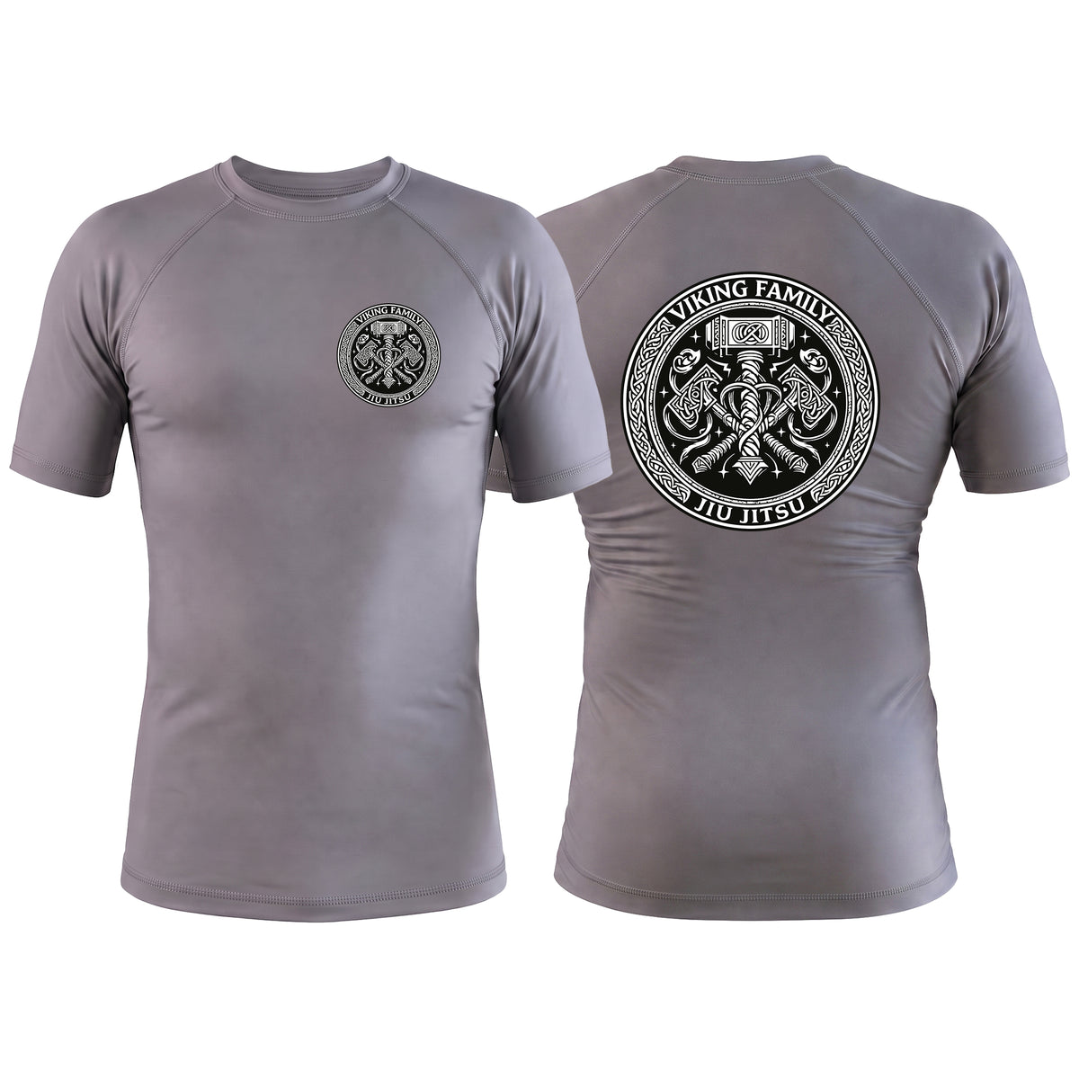 Viking Family BJJ Gray Rash Guards Short Sleeve #8196 A