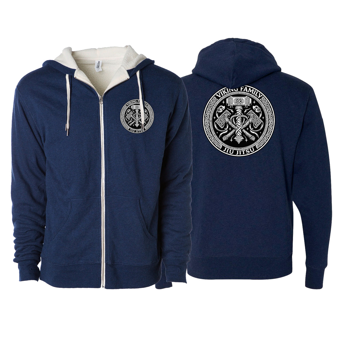 Viking Family BJJ Sherpa Lined Zip-Up Hoodie #8196 A