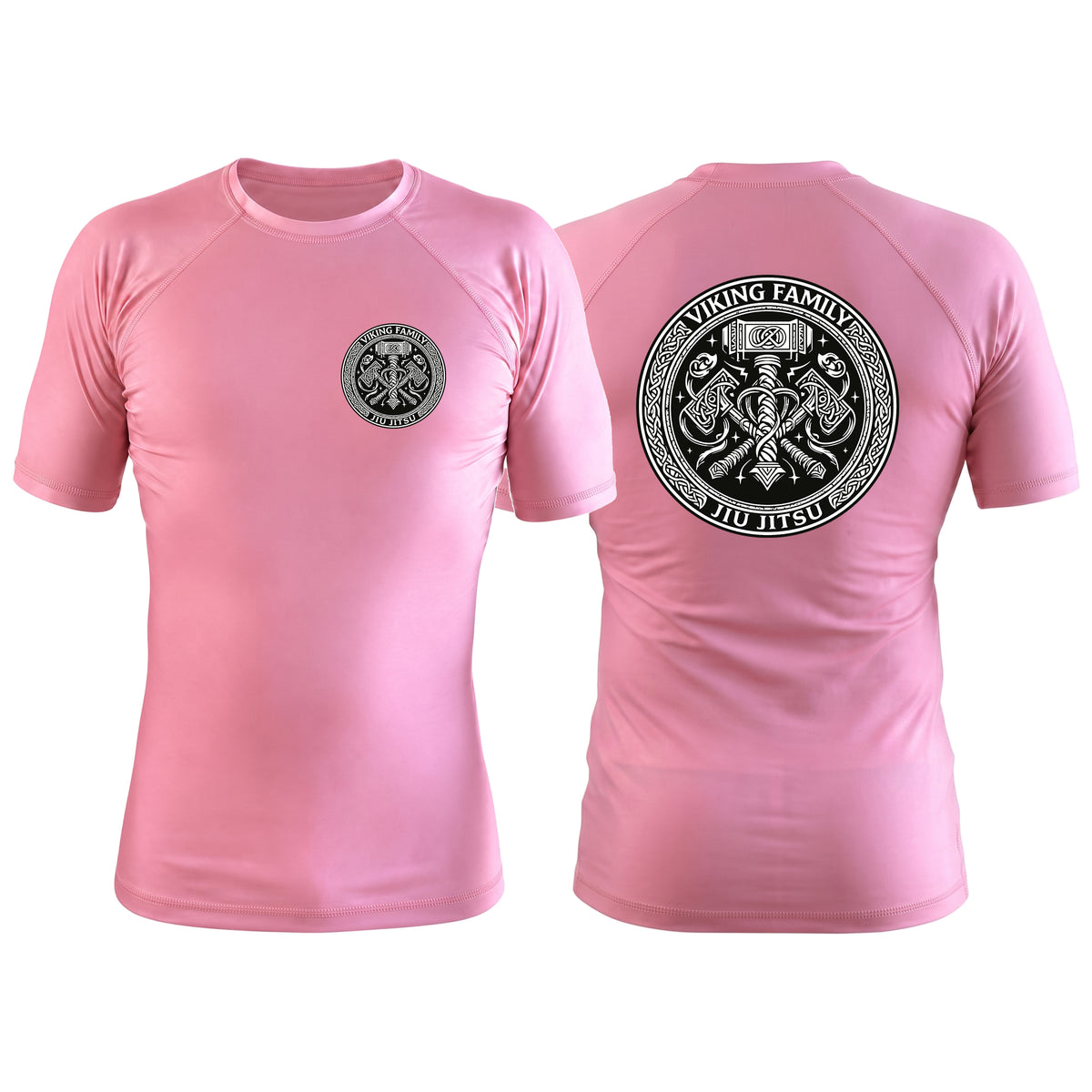 Viking Family BJJ Pink Rash Guards Short Sleeve #8196 A