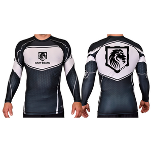 Gray Beard Academy Rash Guards Black/White #8198 A
