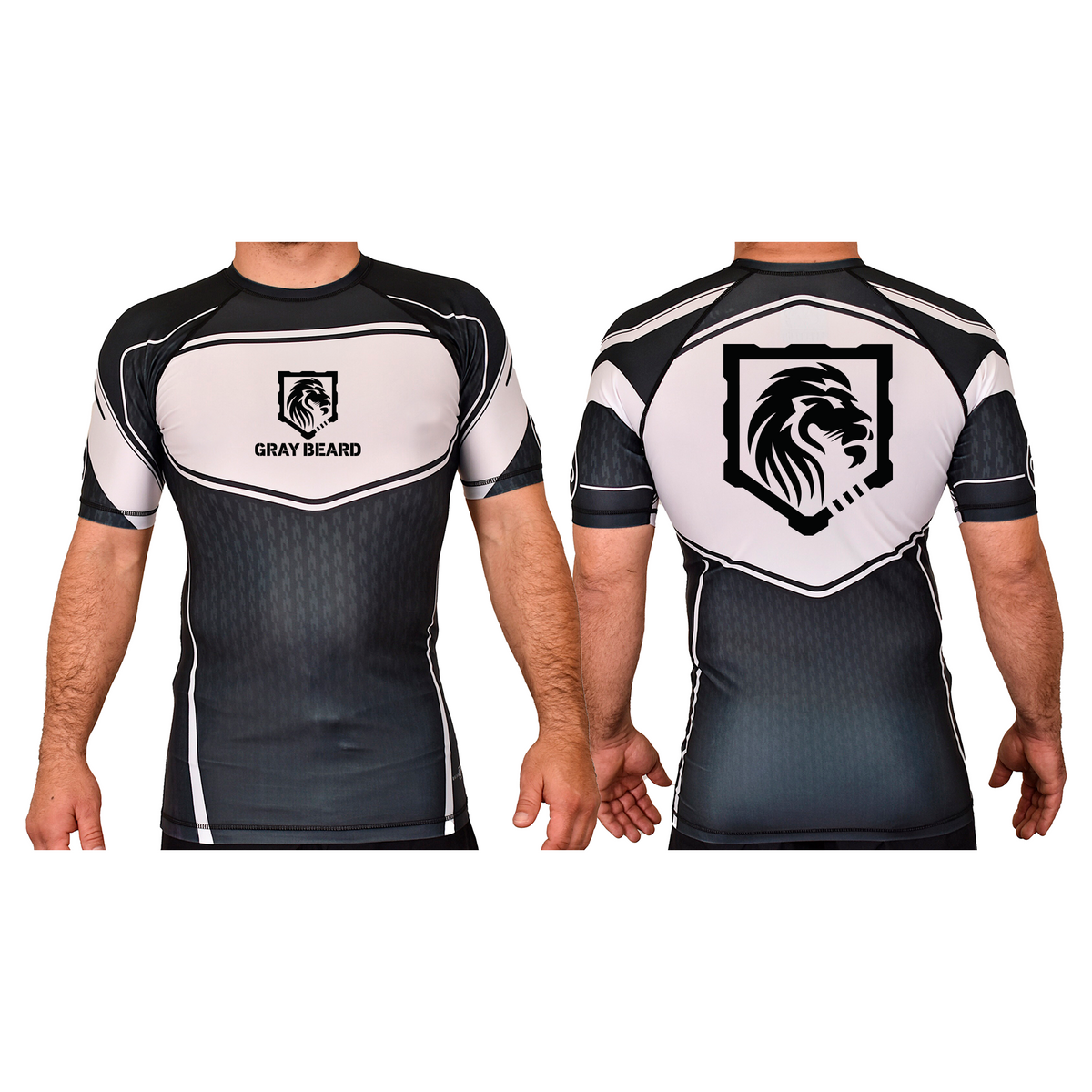 Gray Beard Academy Rash Guards Black/White #8198 A