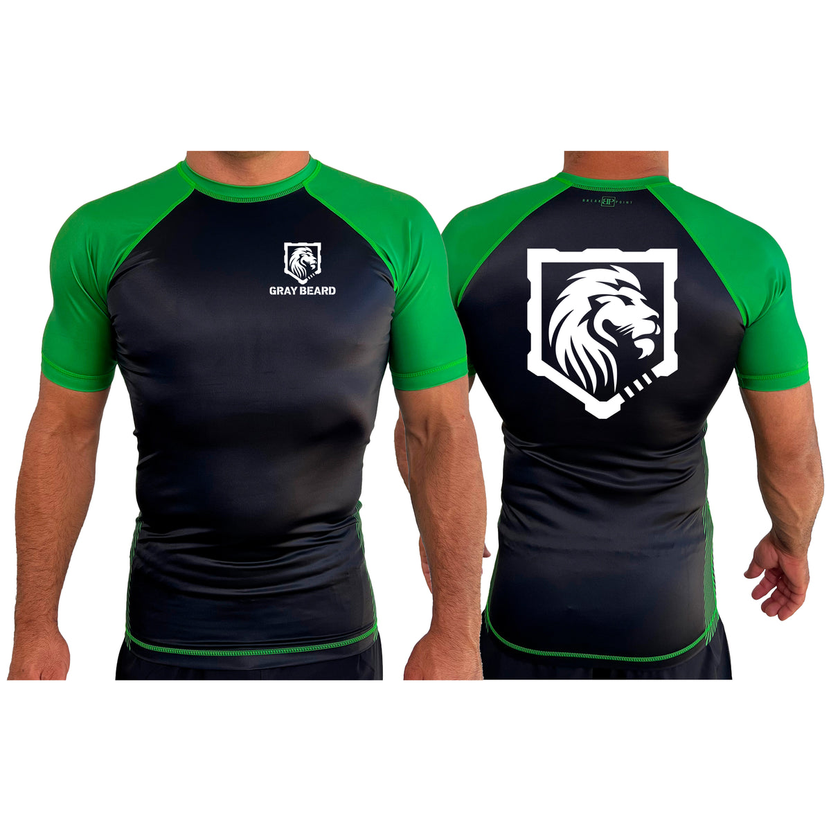 Gray Beard All Black Ranked Short Sleeve Rash Guards #8198 A