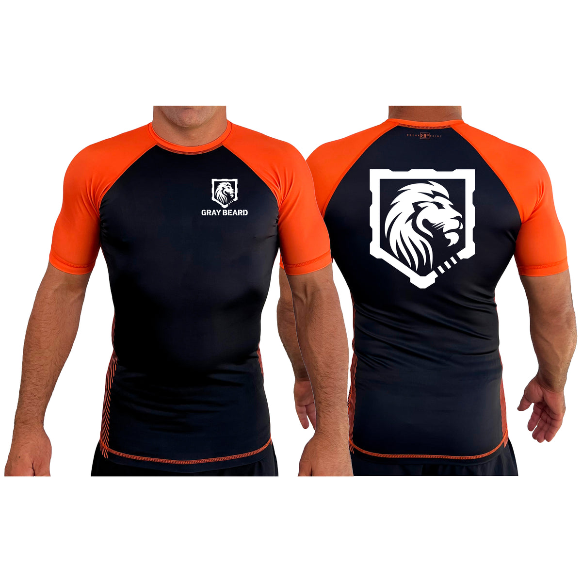 Gray Beard All Black Ranked Short Sleeve Rash Guards #8198 A