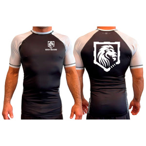 Gray Beard All Black Ranked Short Sleeve Rash Guards #8198 A