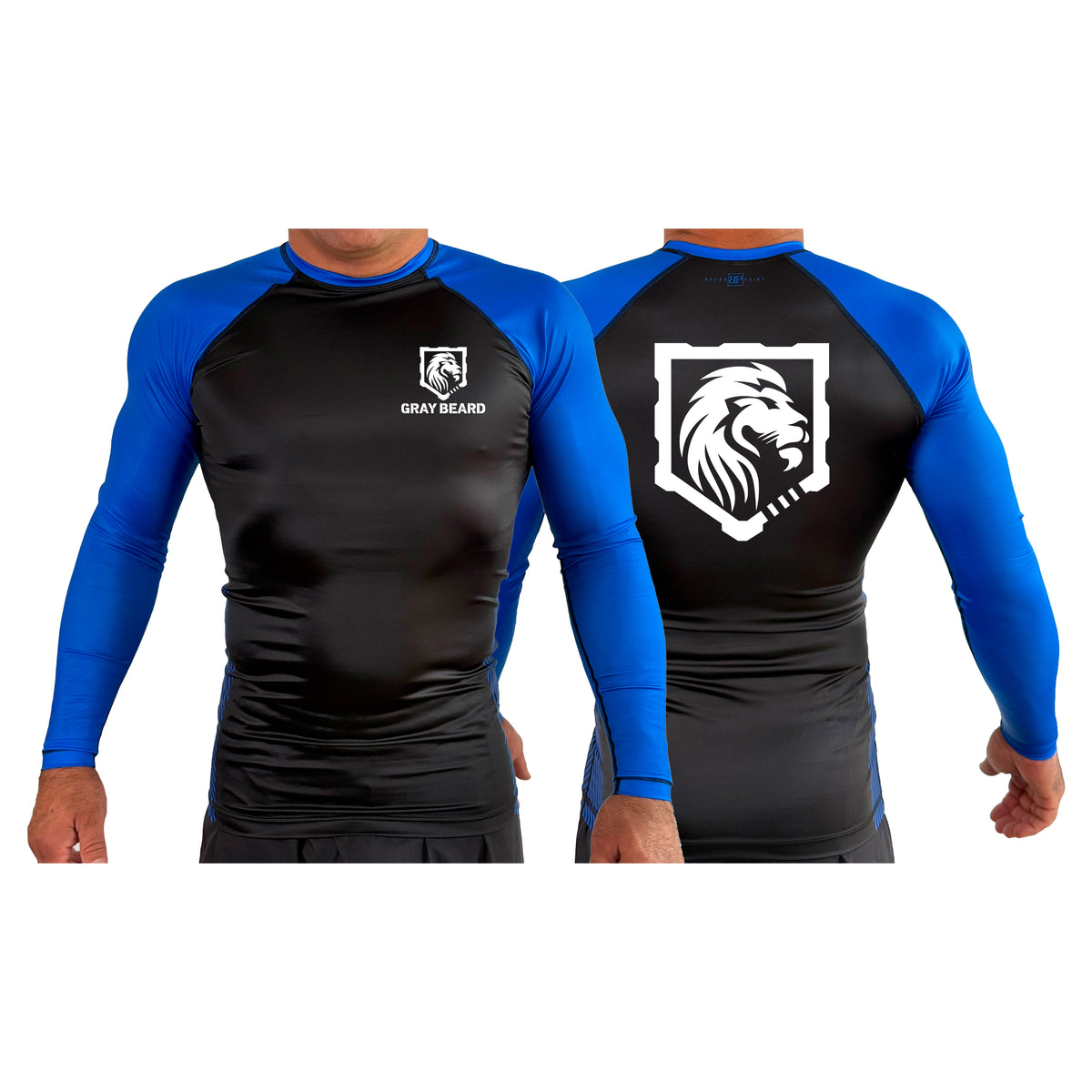 Gray Beard All Black Ranked Long Sleeve Rash Guards #8198 A