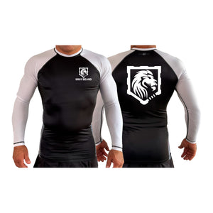 Gray Beard All Black Ranked Long Sleeve Rash Guards #8198 A