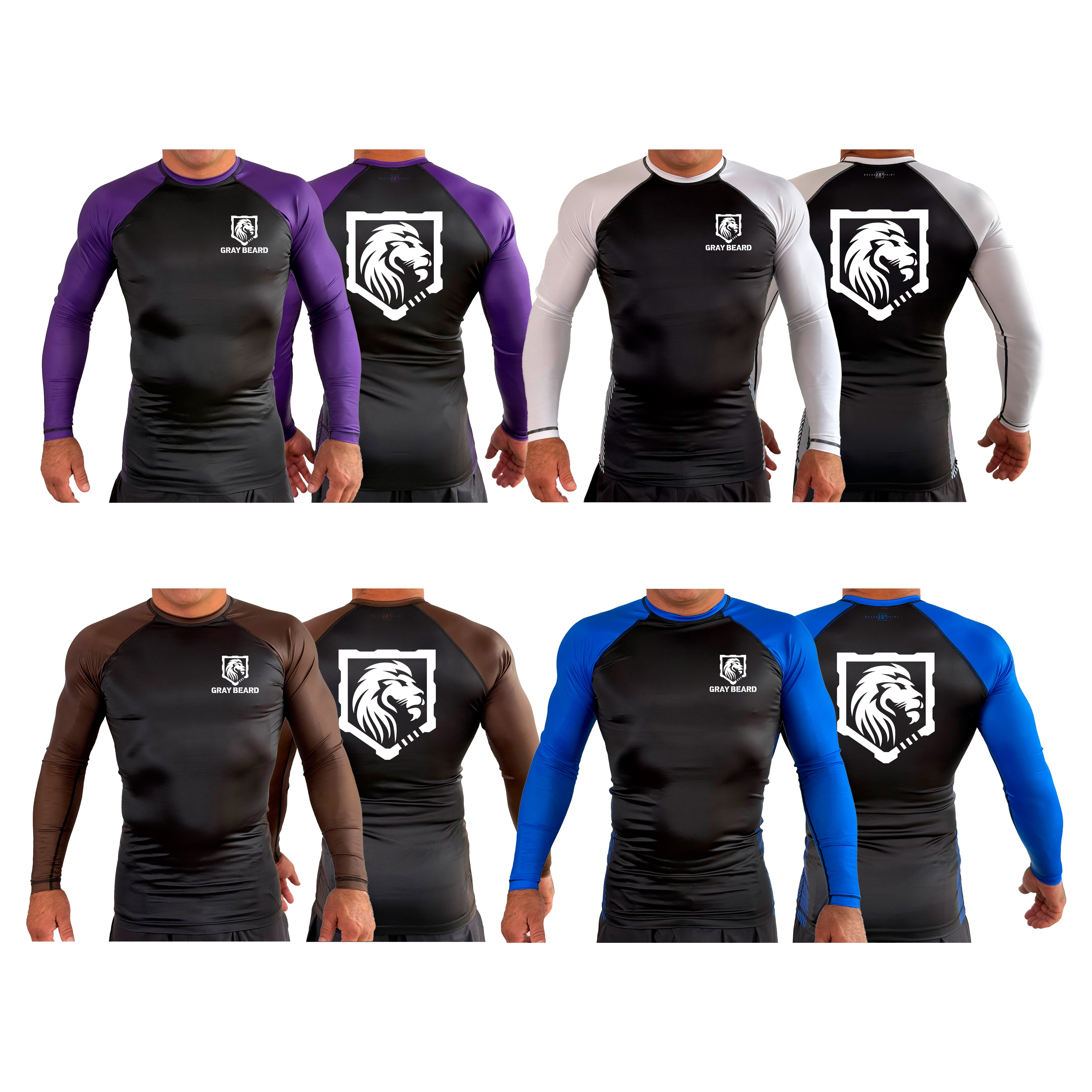 Gray Beard All Black Ranked Long Sleeve Rash Guards #8198 A - Break ...