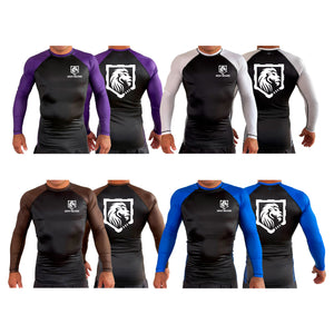 Gray Beard All Black Ranked Long Sleeve Rash Guards #8198 A