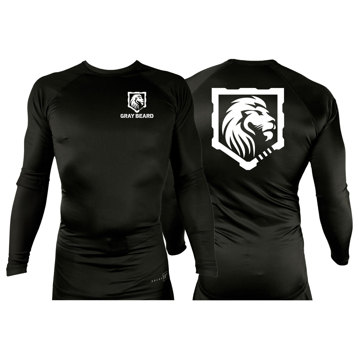 Gray Beard All Black Rash Guards Long Sleeves #8198 A