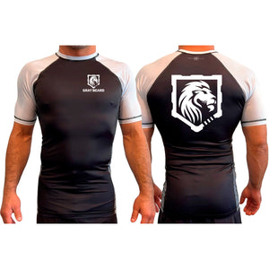 Gray Beard All Black Ranked Short Sleeve Rash Guards #8198 A