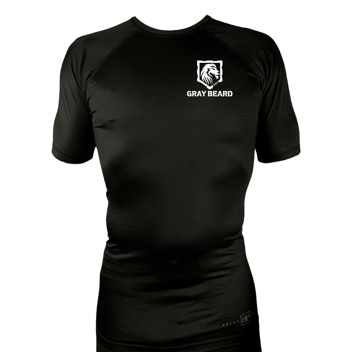 Gray Beard All Black Rash Guards Short Sleeves #8198 A