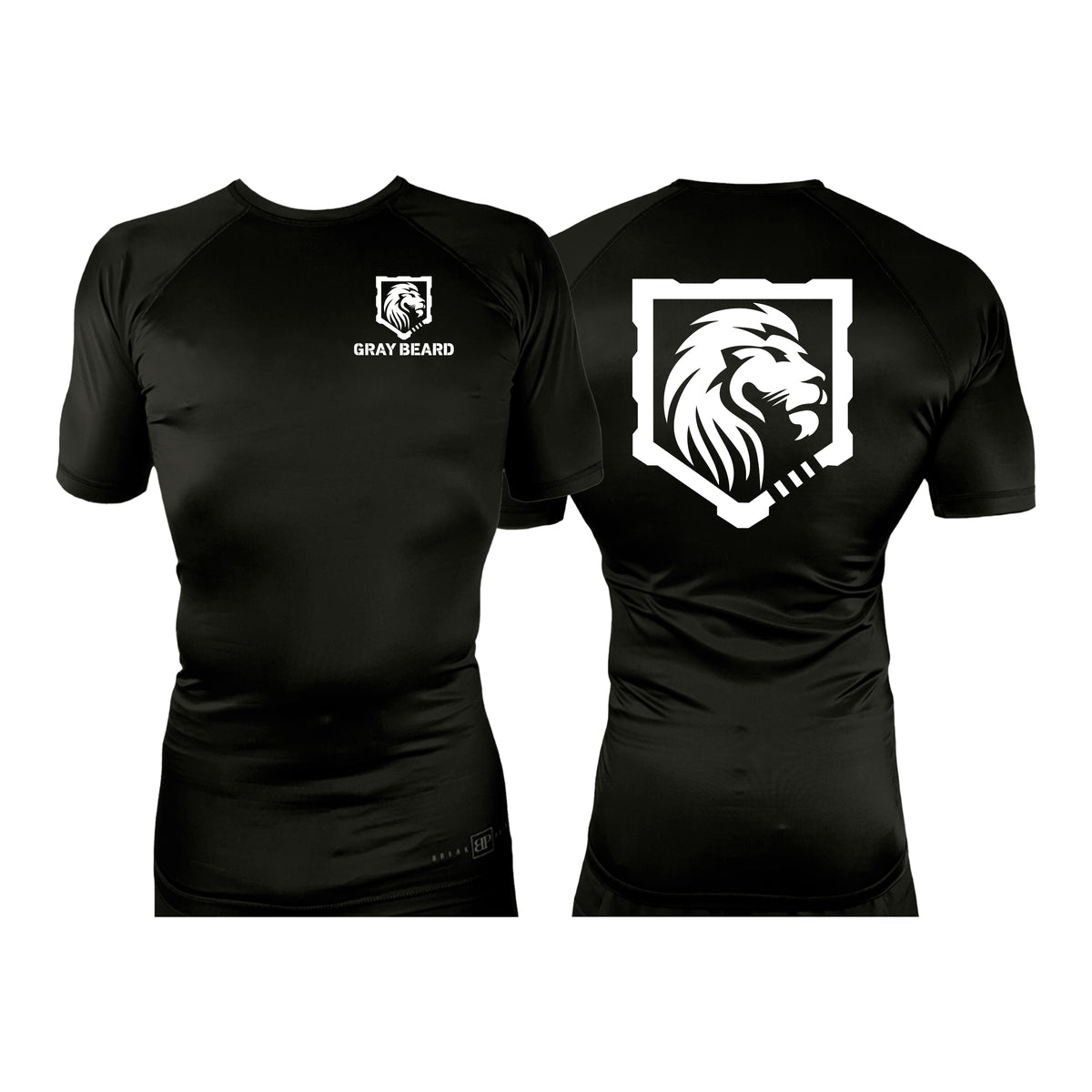 Gray Beard All Black Rash Guards Short Sleeves #8198 A