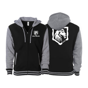 Gray Beard Varsity Zip-Up Hoodies #8198 A