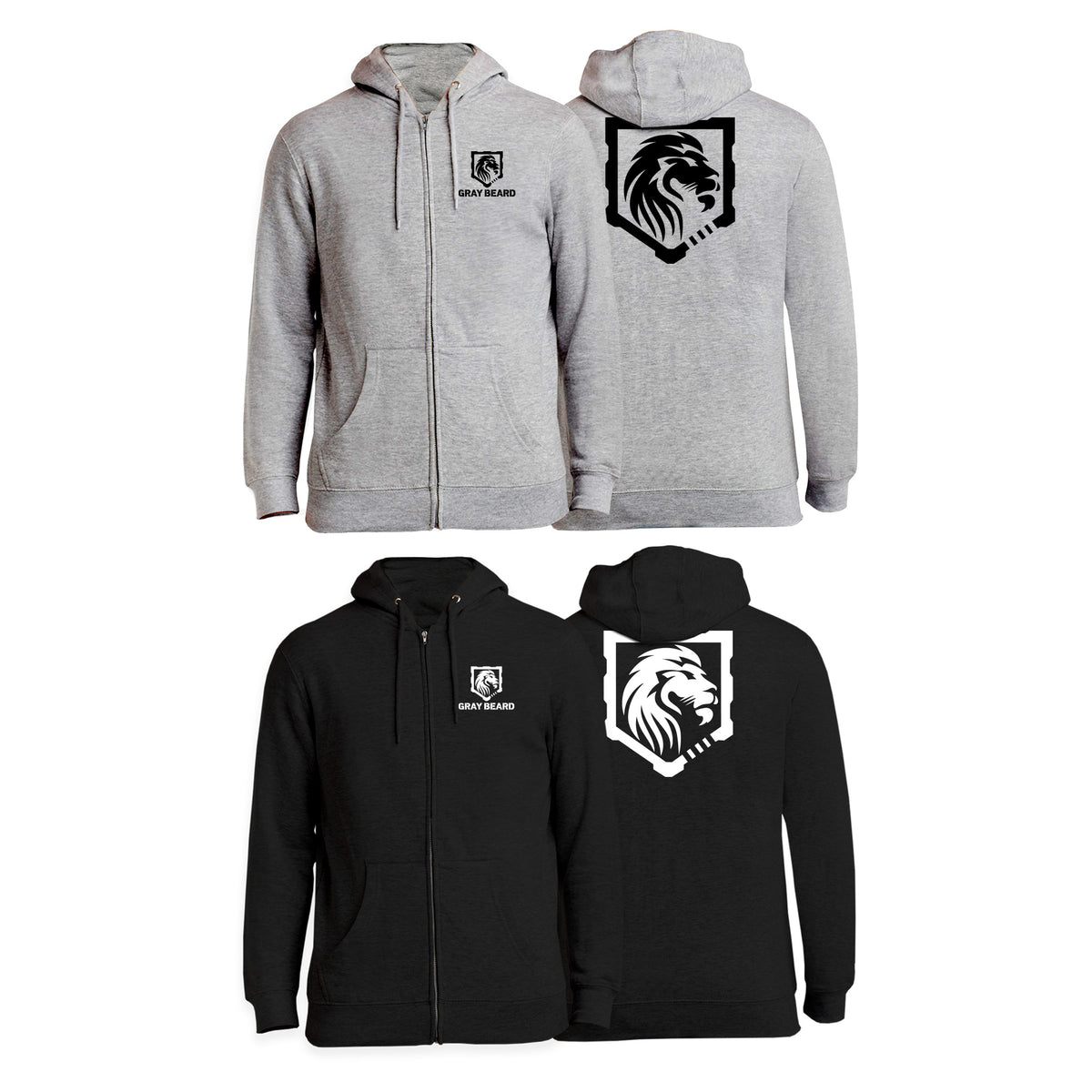 Gray Beard Zip-Up Hoodies #8198 A