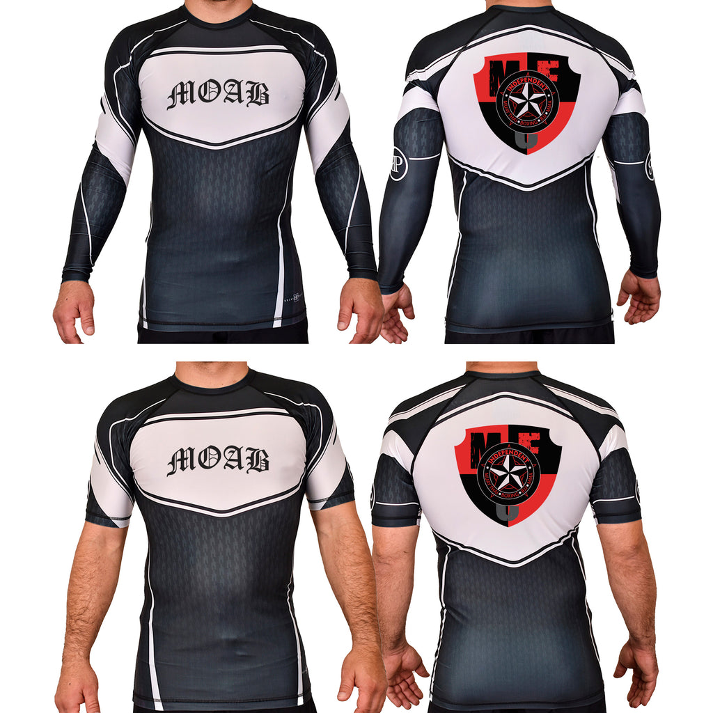 Independent MOAB Academy Rash Guards Black/White #8201 A
